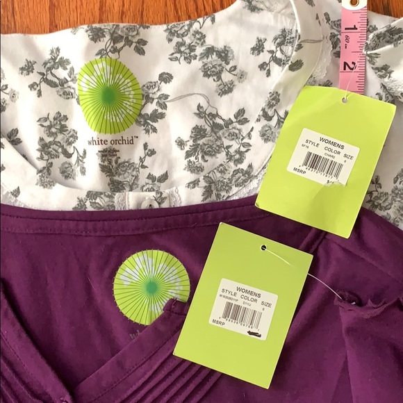 Bundle-3 Piece NWT White Orchid Pajama 2Tops/1 Bottom - Picture 2 of 9